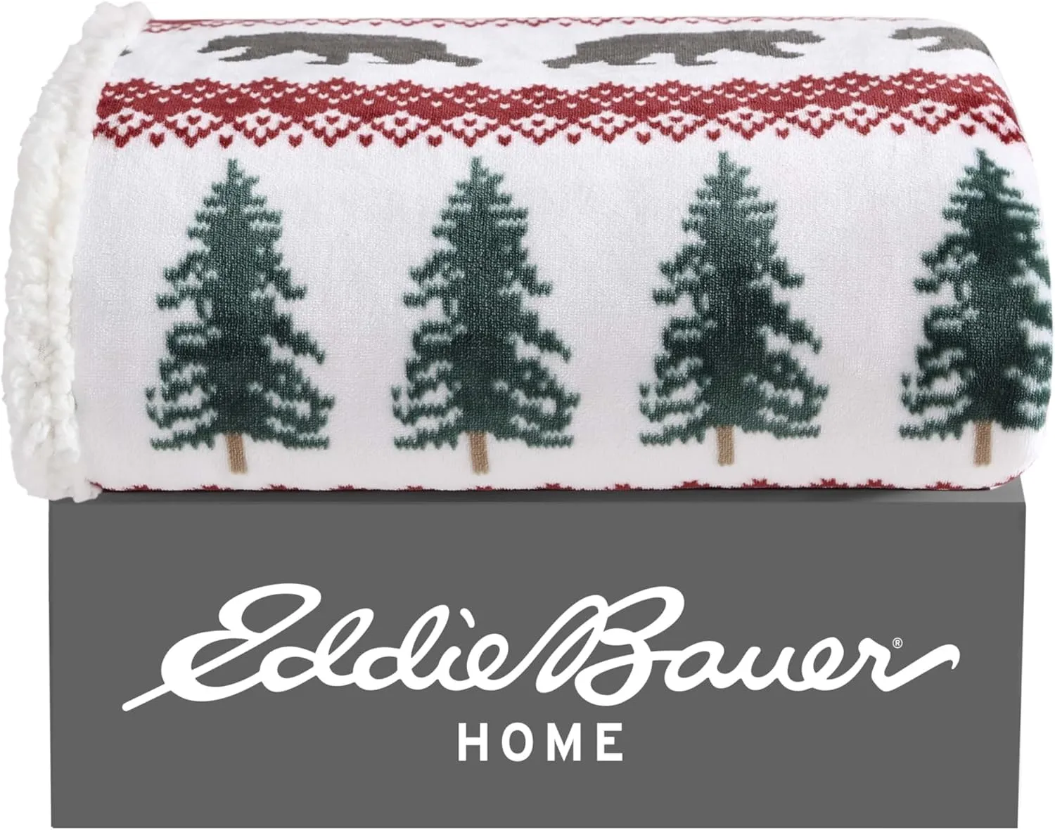 Eddie Bauer - Blanket, Super Soft Reversible Sherpa & Brushed Fleece Bedding, Throw Blankets for Couch, Ideal for Lounging (Grizzly Peak Red)