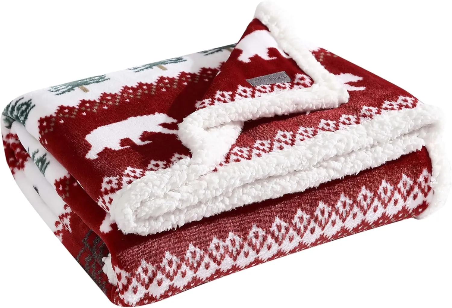 Eddie Bauer - Blanket, Super Soft Reversible Sherpa & Brushed Fleece Bedding, Throw Blankets for Couch, Ideal for Lounging (Grizzly Peak Red)