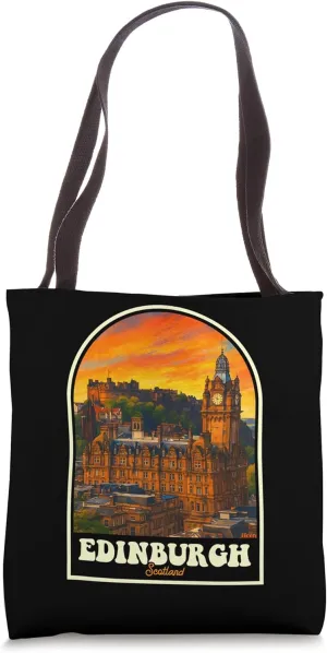 Edinburgh Scotland Vintage Design Castle Tote Bag