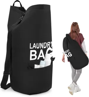EEEKit Laundry Backpack, 71L Heavy Duty Laundry Bag with Strap Front Mesh Pocket, Large Portable Laundry Hamper Bag for College, Laundromat, Dormitory, Camping, Travel
