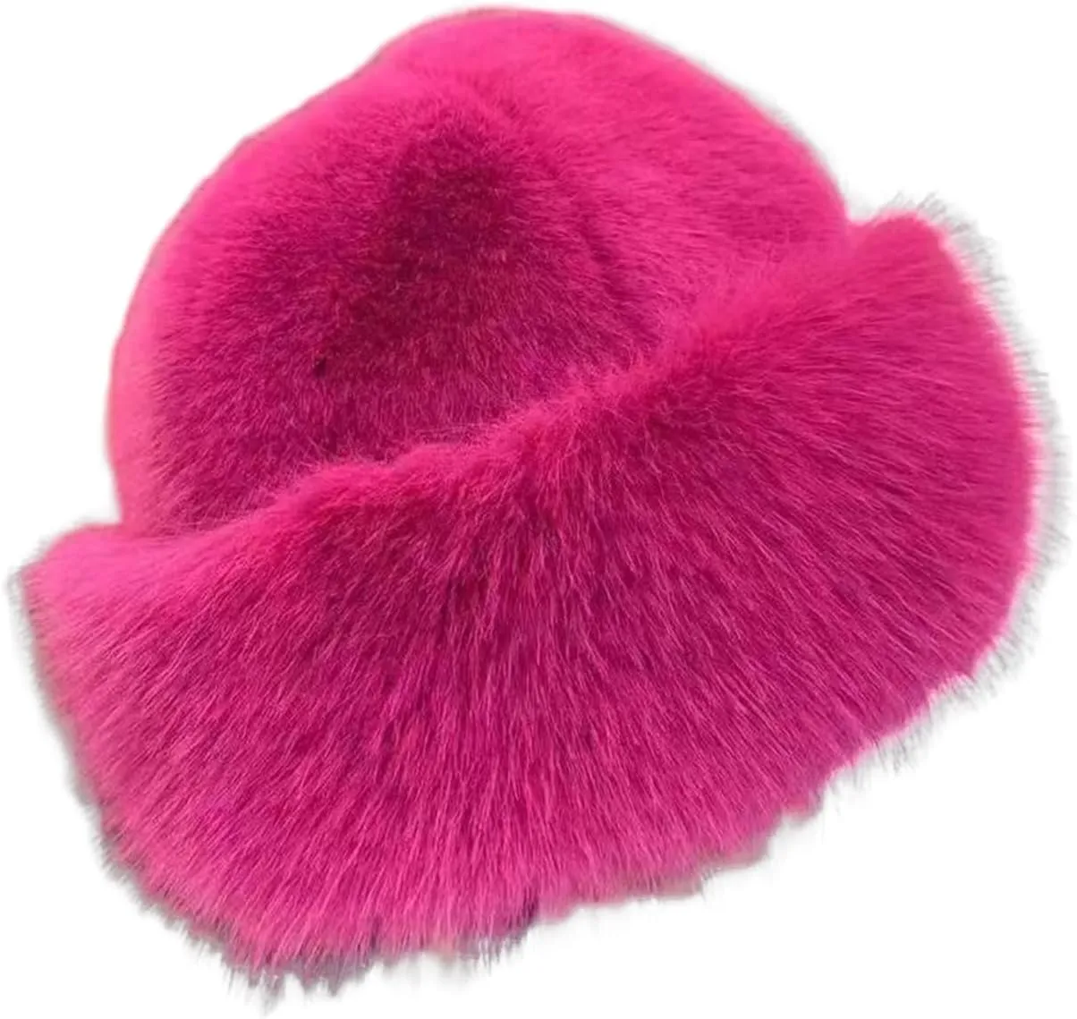 Eforcase 2PCS Women Winter Fuzzy Bucket Hat Warm Faux Fur Fluffy Hat Fisherman Cap Russian Cossack Style Hat for Cold Weather