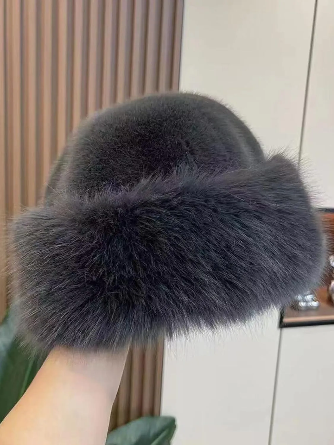 Eforcase 2PCS Women Winter Fuzzy Bucket Hat Warm Faux Fur Fluffy Hat Fisherman Cap Russian Cossack Style Hat for Cold Weather