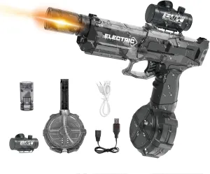 Electric Water Gun for Adults Kids, Automatic Squirt Gun with 26-32 FT Long Range, Powerful Light Up Watergun, Large Capacity Electric Water Blaster, Summer Beach Pool Outdoor Party Toy Gift, Black