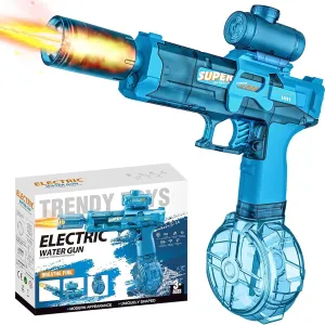 Electric Water Gun for Adults Kids, Automatic Squirt Gun with a Long Range of up to 26-30 Ft, LED Light Large Capacity Battle Blaster Fully Auto Water Gun (Blue)