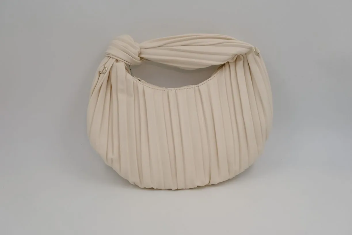 Elegant Pleated Ivory Sling Bag