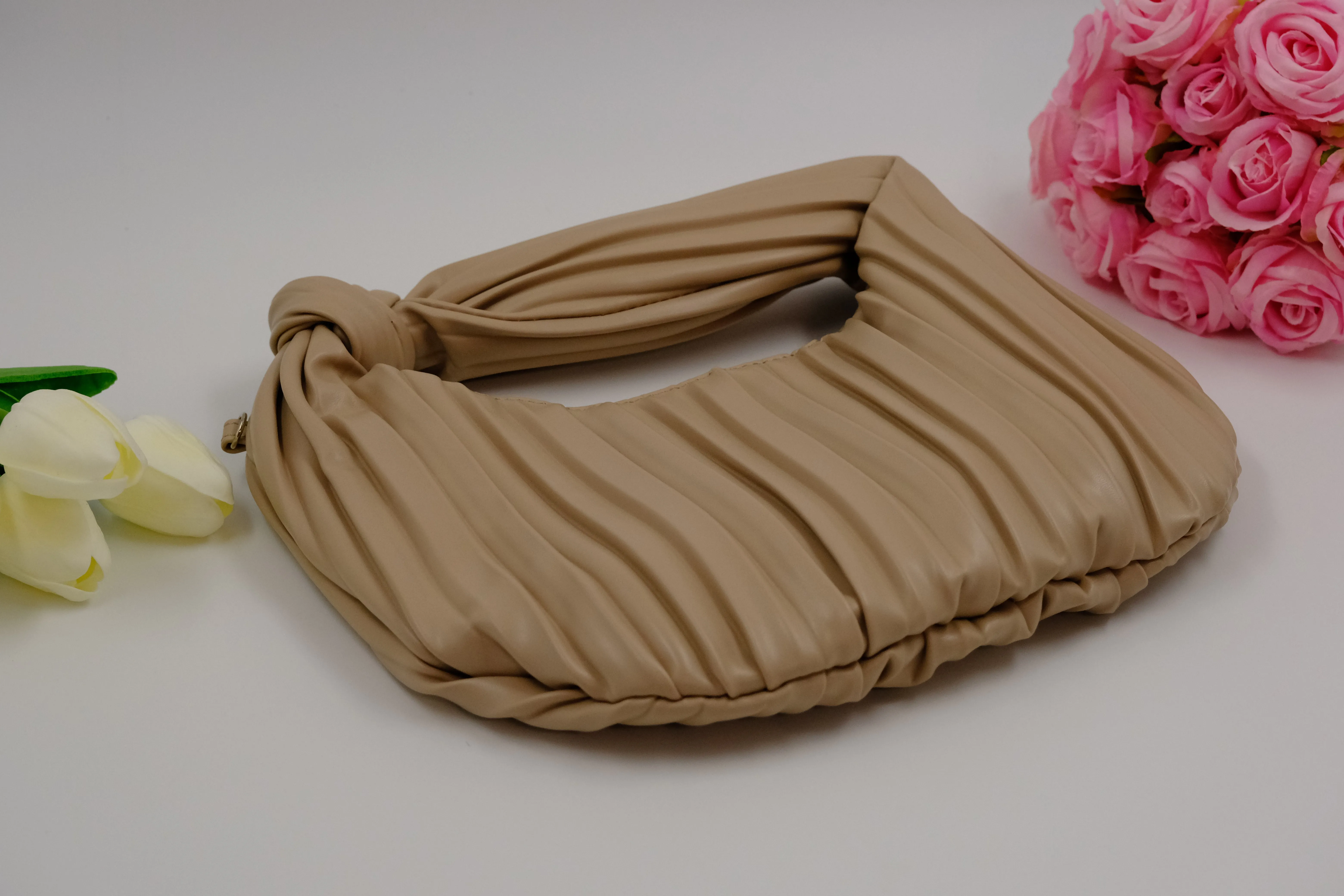 Elegant Pleated Ivory Sling Bag