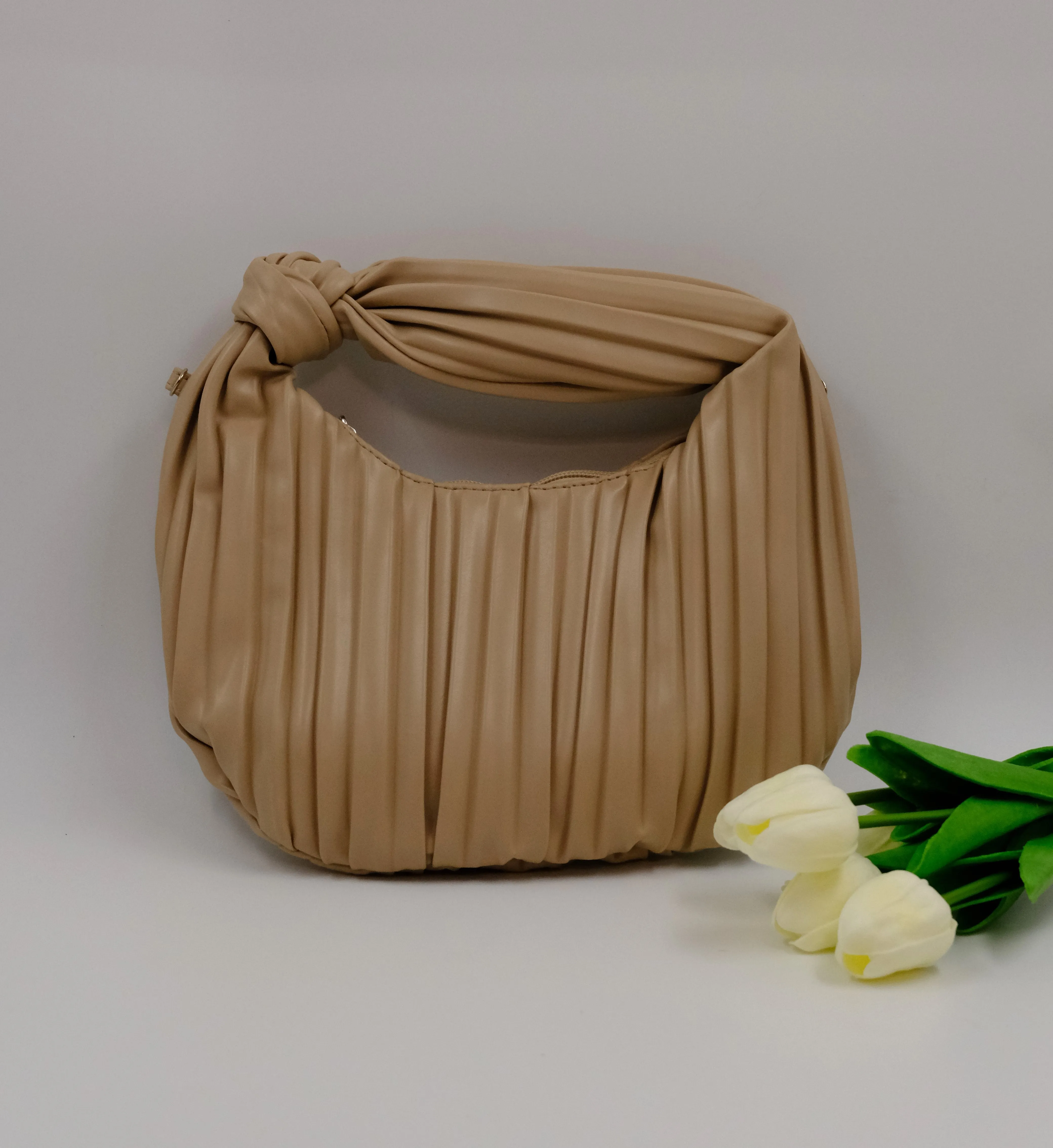 Elegant Pleated Ivory Sling Bag
