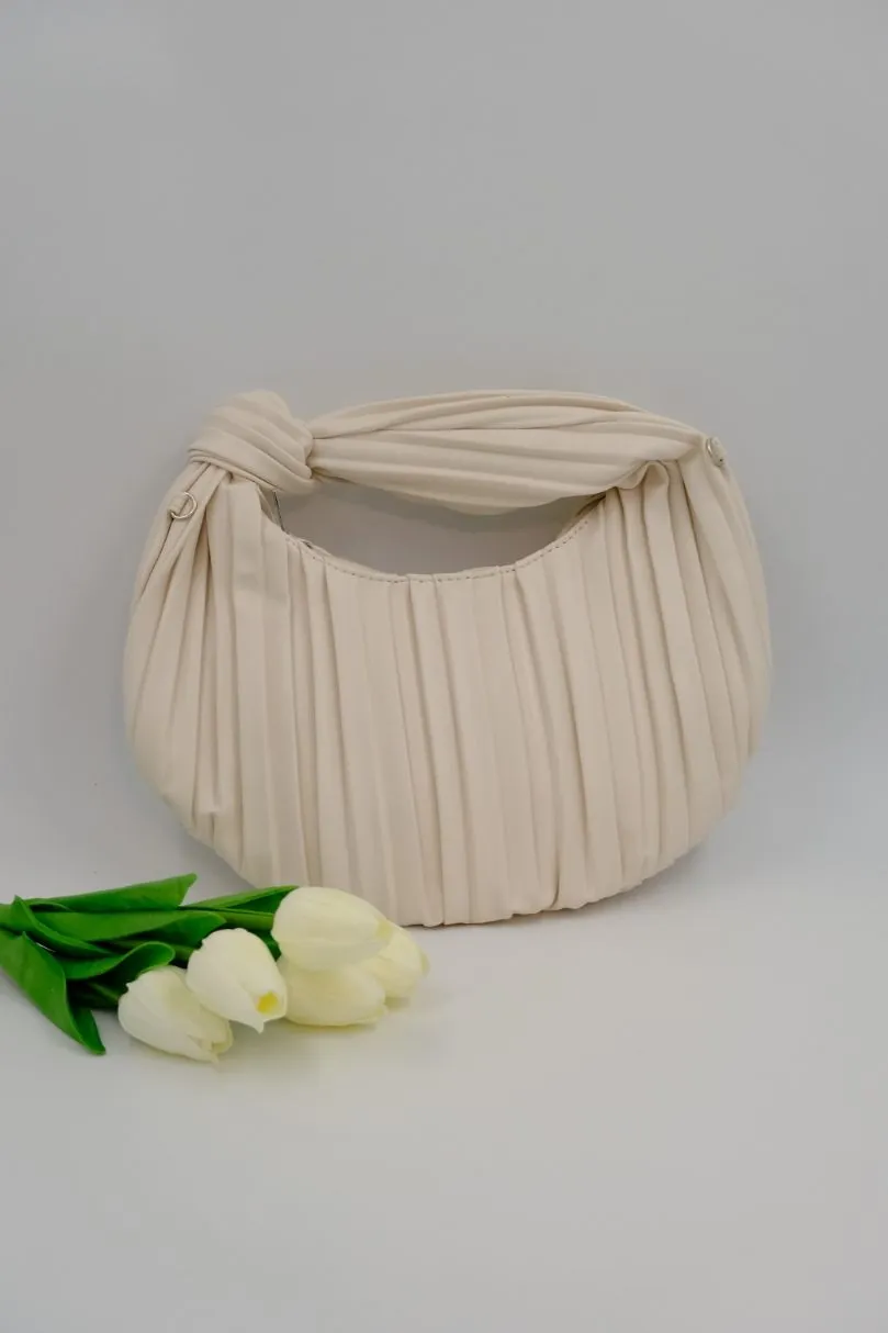 Elegant Pleated Ivory Sling Bag