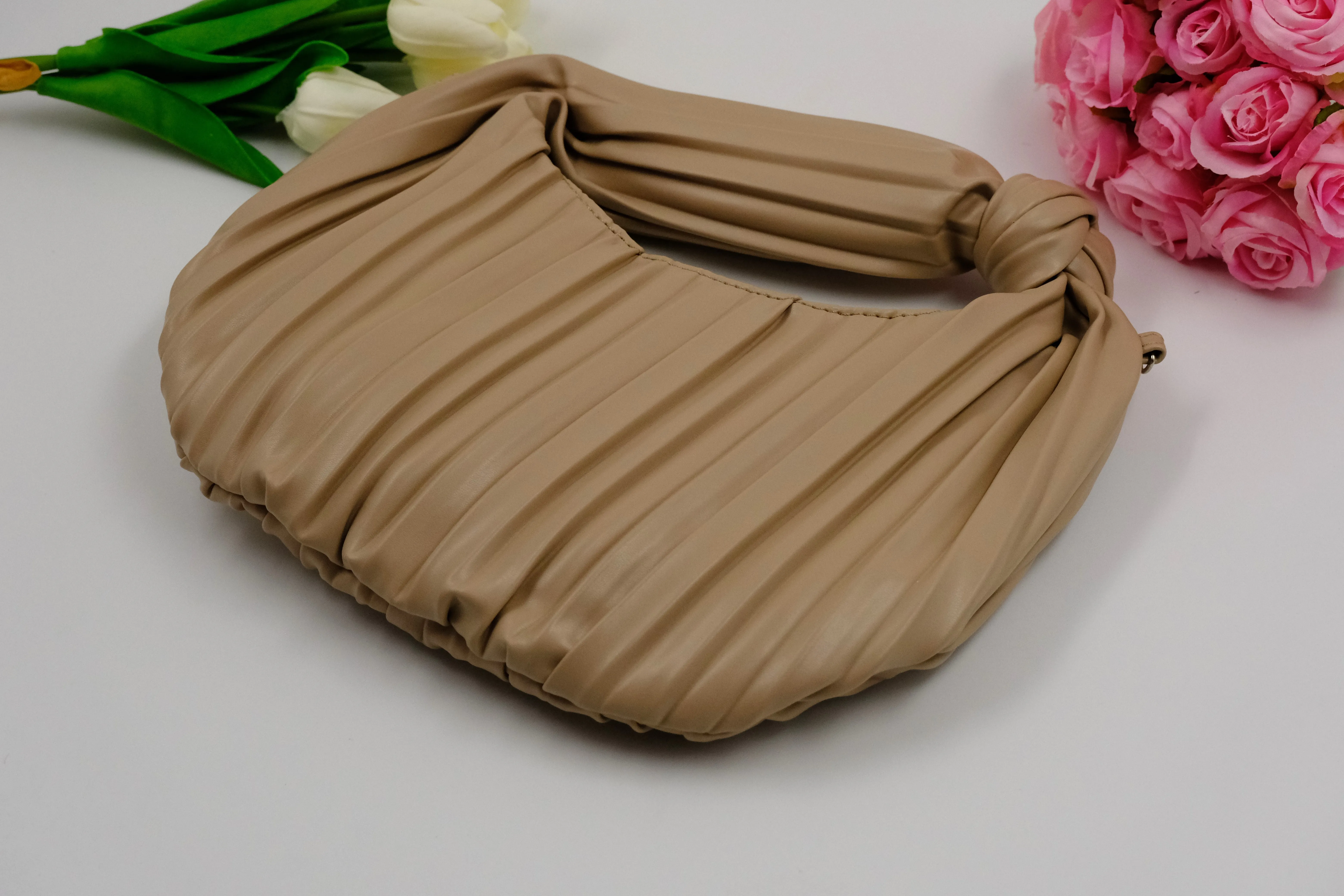 Elegant Pleated Ivory Sling Bag