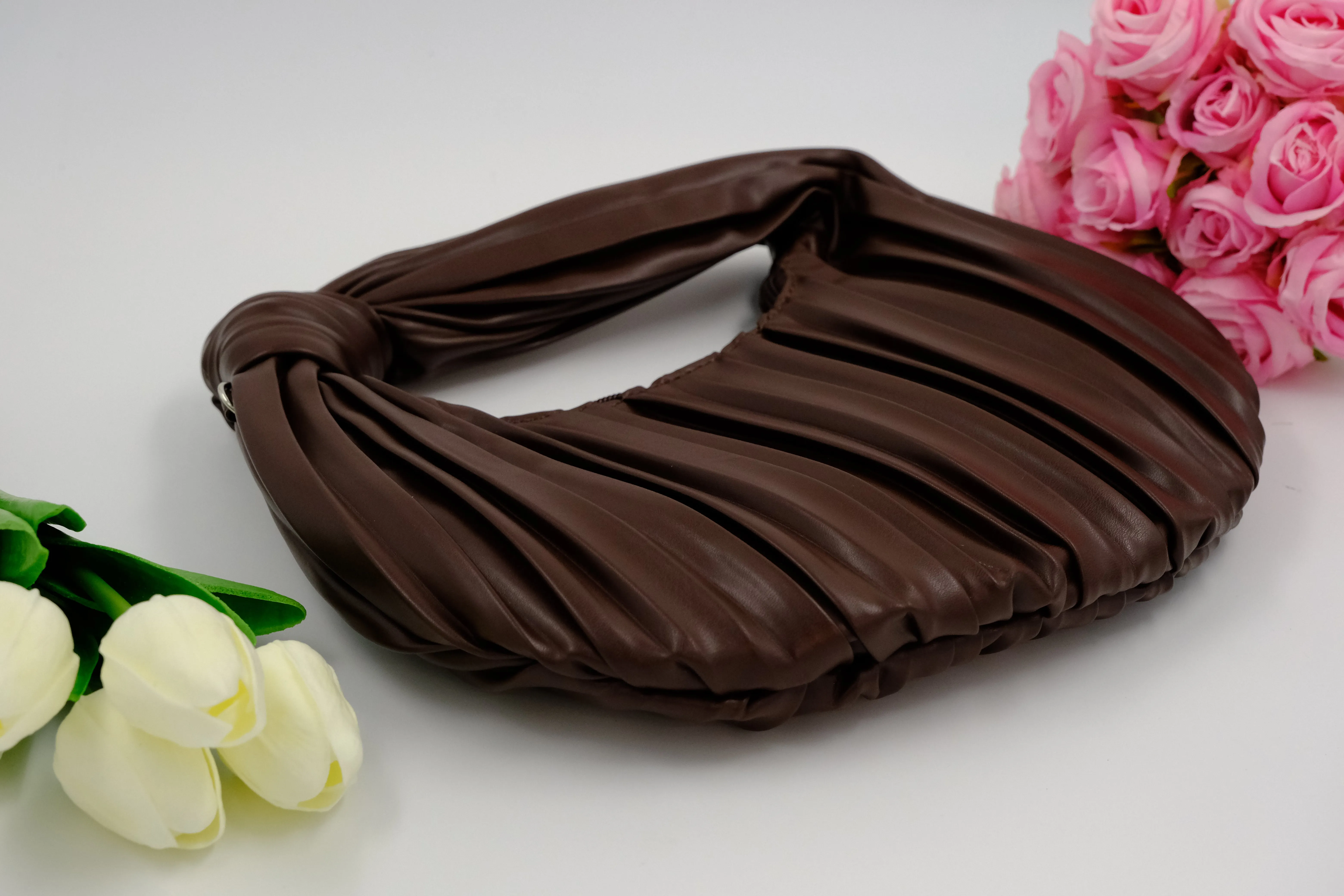 Elegant Pleated Ivory Sling Bag