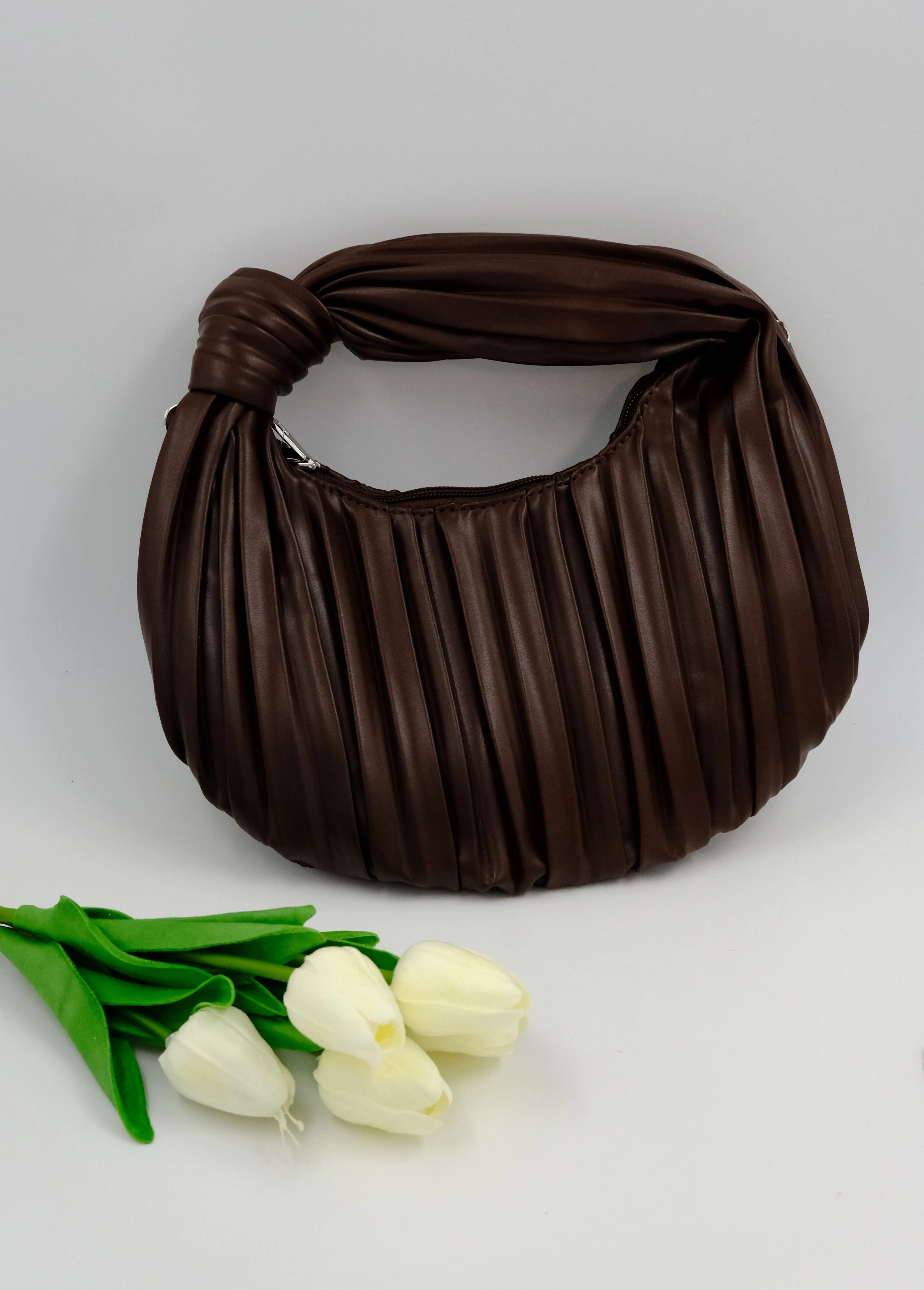 Elegant Pleated Ivory Sling Bag