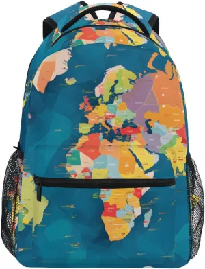 Element World Map Backpack Daypack Shoulder Bag Book Bag Lightweight Back Pack with Reflective Strip Travel Laptop Daypack 12 ×16.9 In