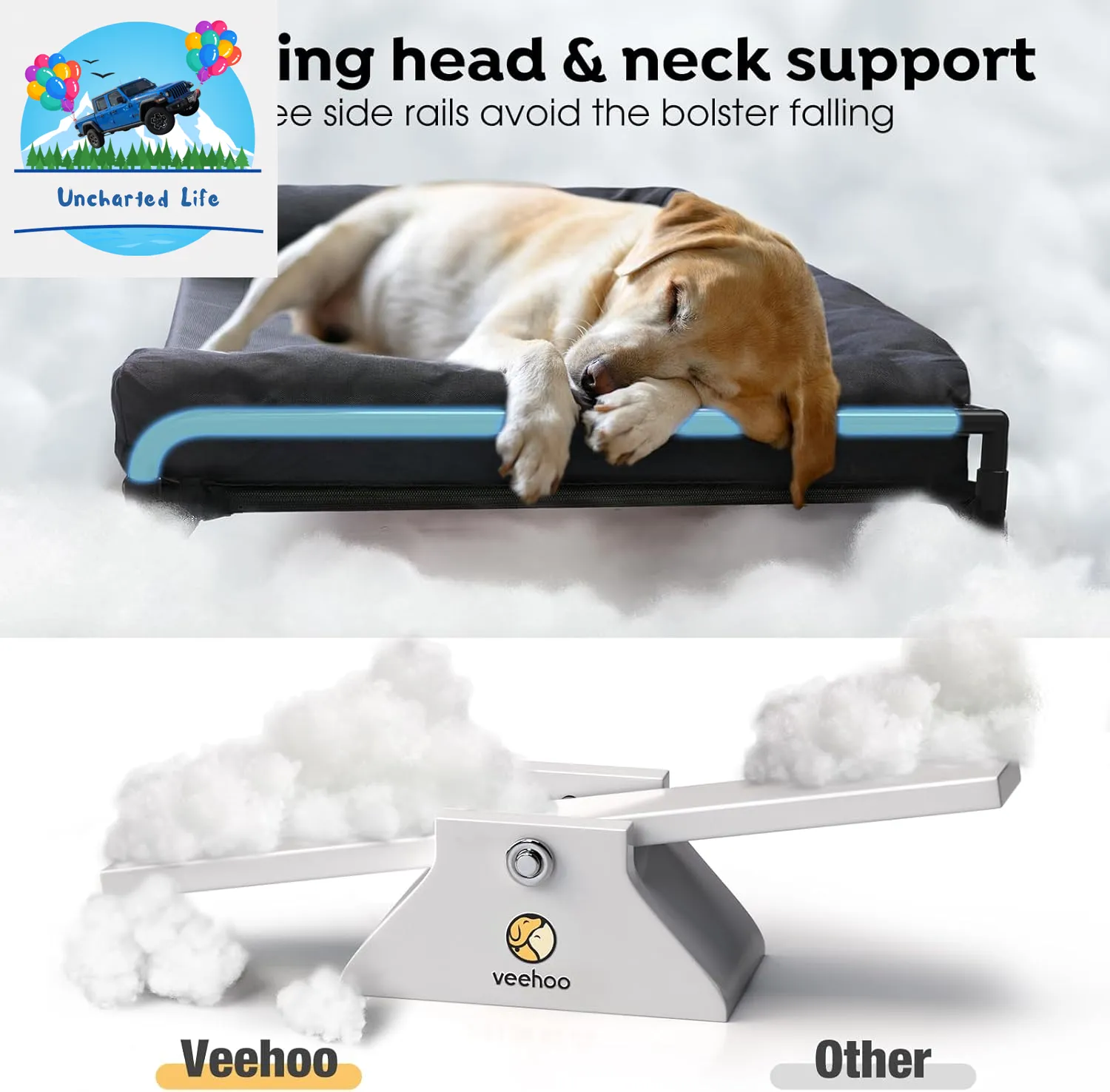 Elevated Dog Cot with Bolster – Cooling Outdoor Bed for Large Dogs