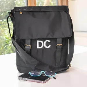 Embroidered 15" Laptop Crossbody Messenger Bag - Black