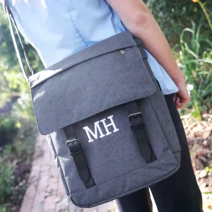 Embroidered 15" Laptop Crossbody Messenger Bag - Grey