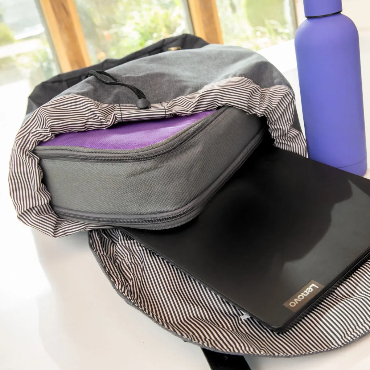 Embroidered Urban Style 15” Laptop Backpack - Grey