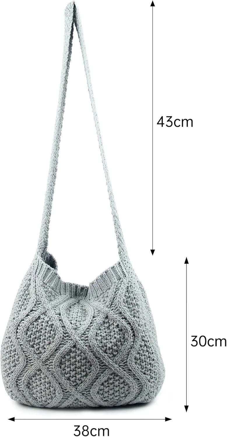 ENBEI Handmade Crochet Bag–Boho Chic Shoulder Bag, Aesthetic Kinted Bag,Cute Crossbody Bag,Beach, Shoppingor Daily Use