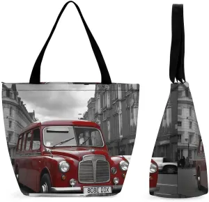 England Car Tote Bag Shoulder Shopping Bag Reusable Grocery Bag for Travel Work Friendship Gift