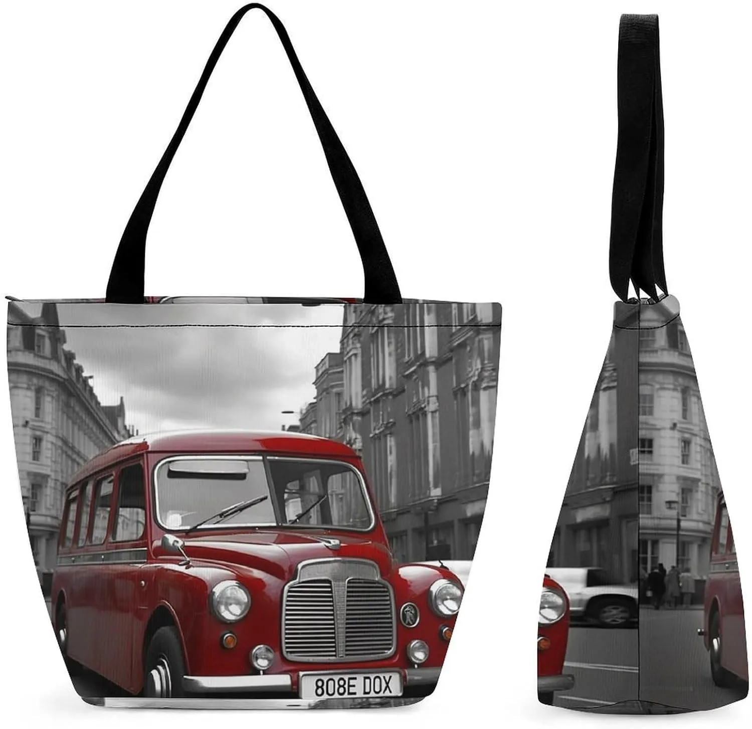 England Car Tote Bag Shoulder Shopping Bag Reusable Grocery Bag for Travel Work Friendship Gift