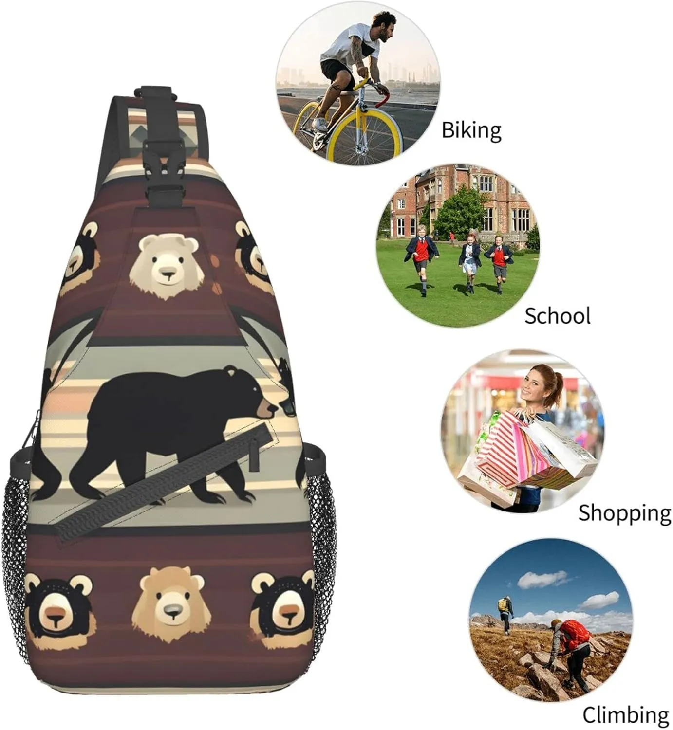 England Symbols Print Crossbody Sling Backpack For Women Men,Sling Bag Travel Hiking Chest Bag Daypack