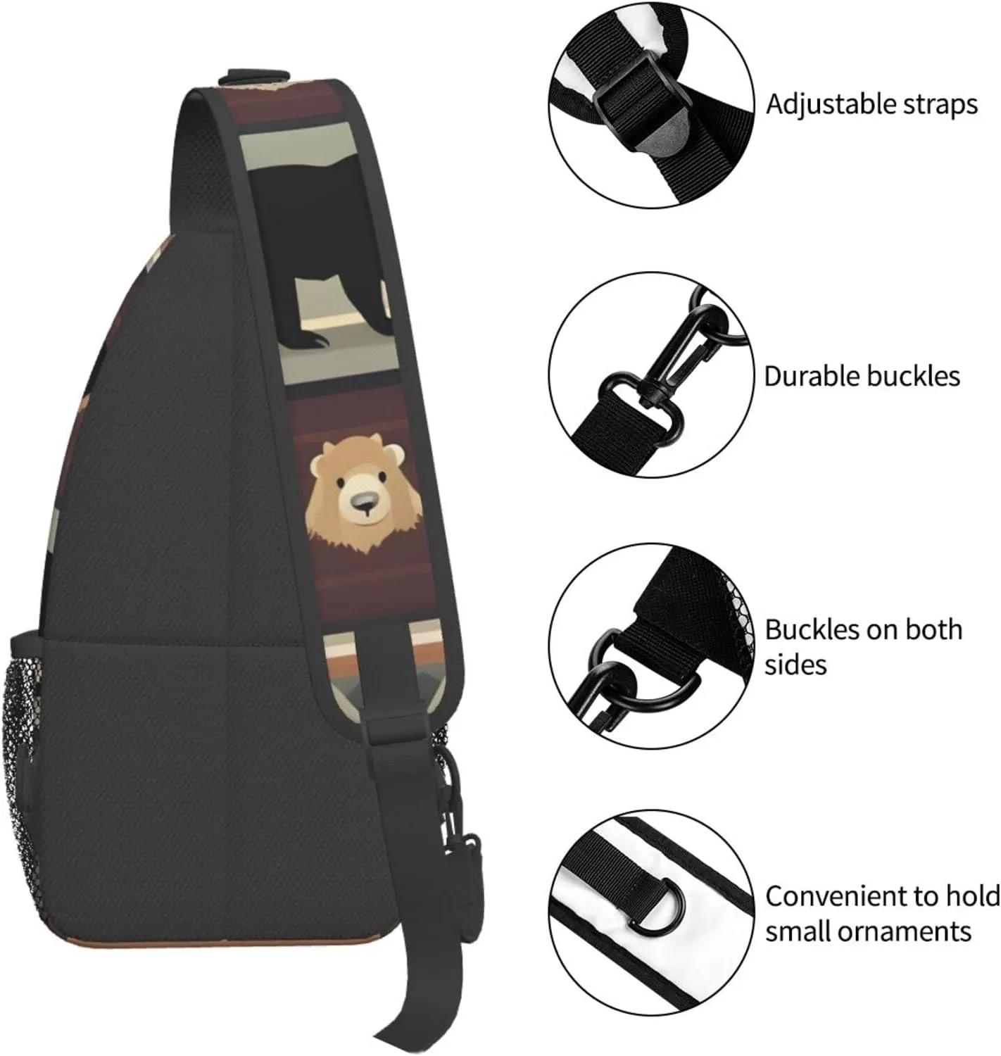 England Symbols Print Crossbody Sling Backpack For Women Men,Sling Bag Travel Hiking Chest Bag Daypack