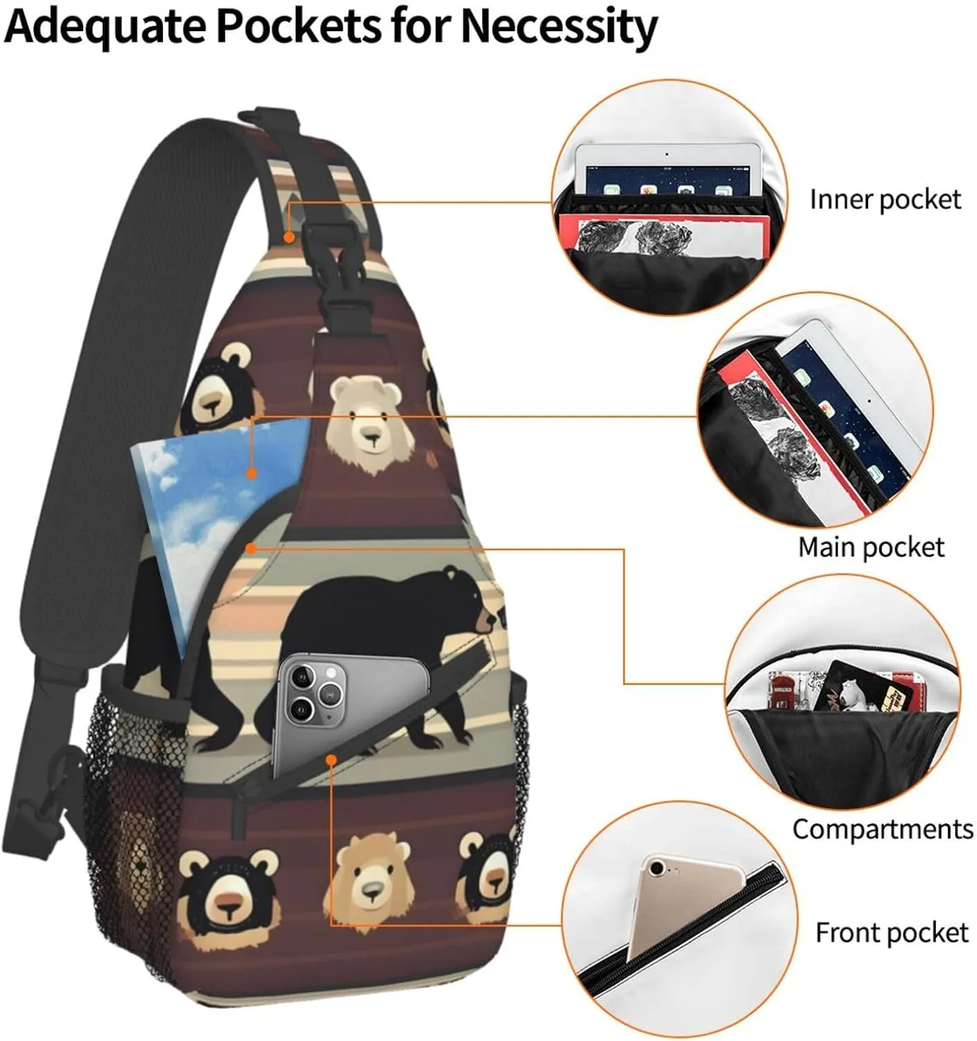England Symbols Print Crossbody Sling Backpack For Women Men,Sling Bag Travel Hiking Chest Bag Daypack