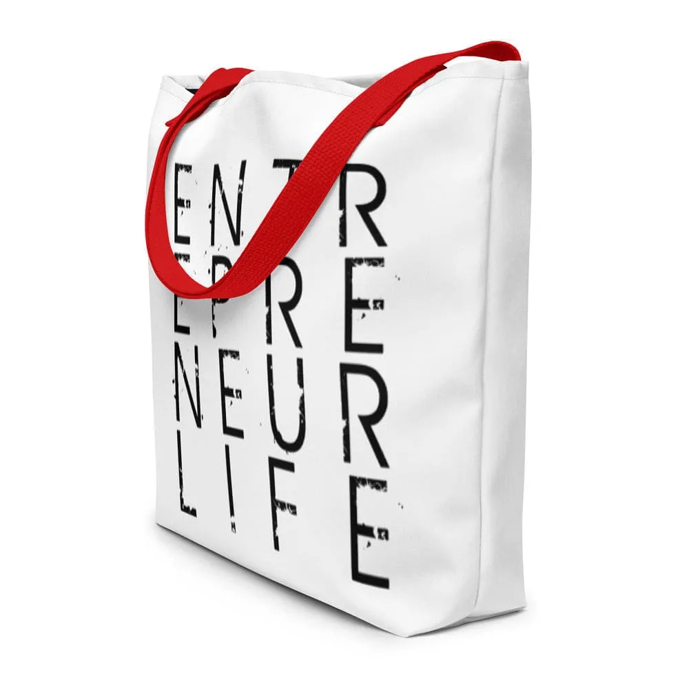 Entrepreneur Life Logo All-Over Print Large Tote Bag