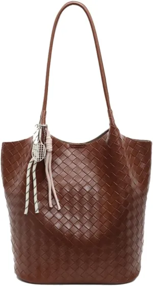 Epsion Summer Woven Tote Bag for Women Shoulder Handbags PU Leather Large Purse Beach Travel 2025