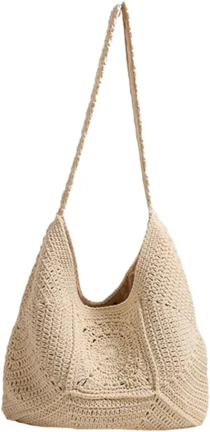 Epsion Women Straw Beach Bag Casual Bucket Tote Summer Woven Handbag Shoulder Bag Shopping Travel 2025