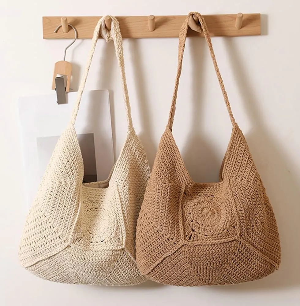 Epsion Women Straw Beach Bag Casual Bucket Tote Summer Woven Handbag Shoulder Bag Shopping Travel 2025