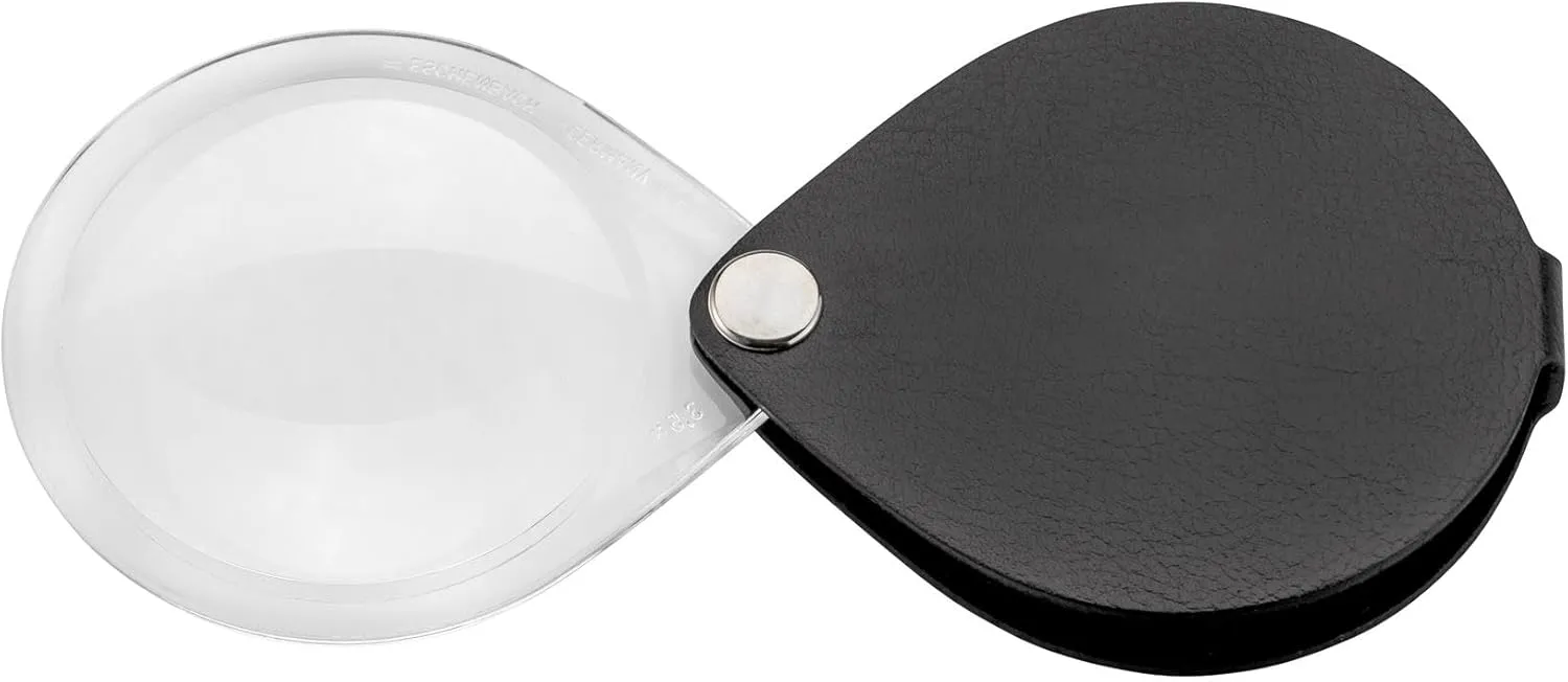 Eschenbach - Round Folding Magnifier, 3.5X, 60mm, Leather Case