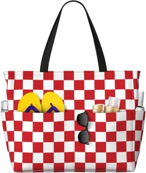 Ethiopia Flag Women's Beach Tote Bag Large Waterproof Travel Bags with Pockets Sandproof Handbag for Camping Gym Pool