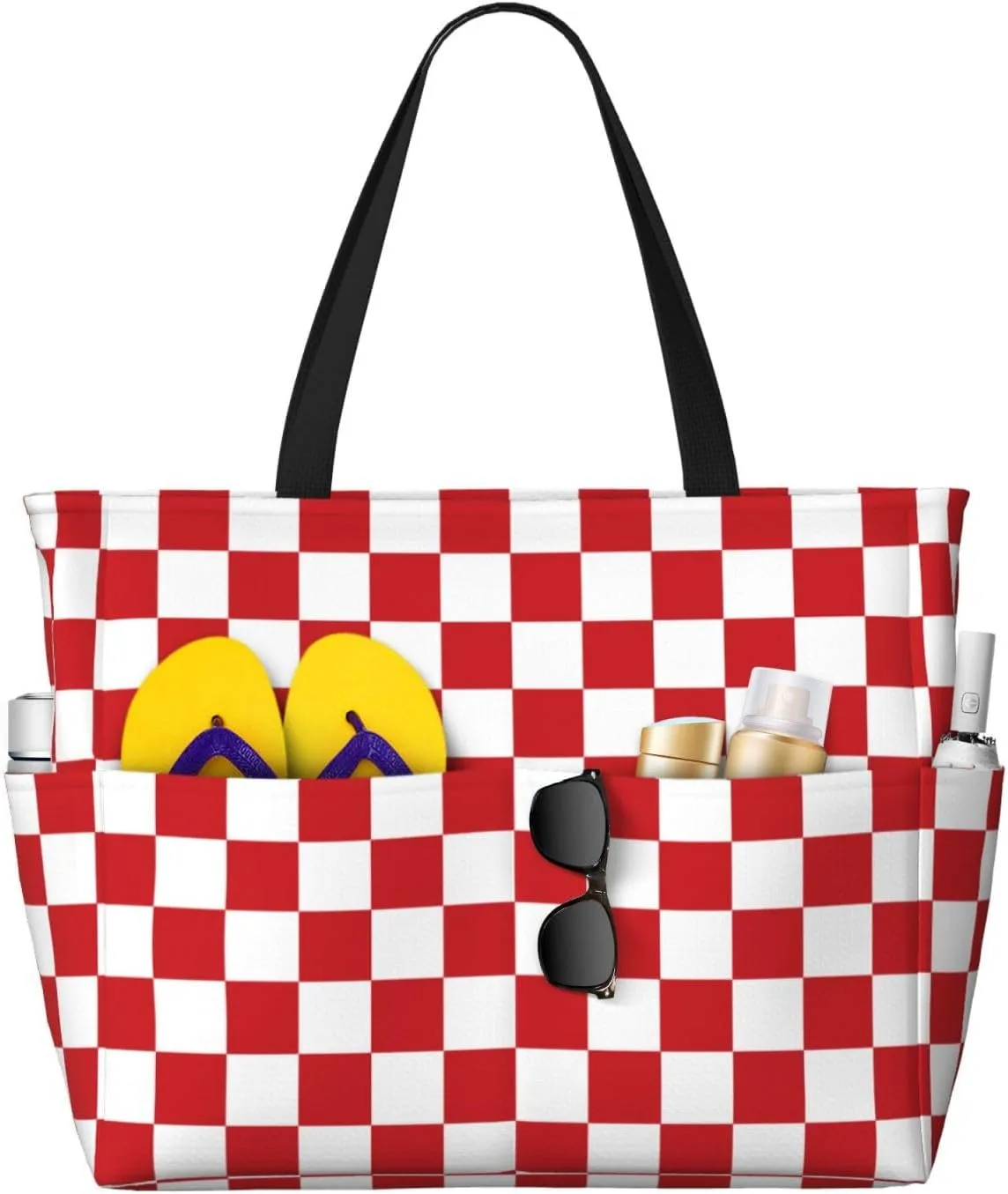Ethiopia Flag Women's Beach Tote Bag Large Waterproof Travel Bags with Pockets Sandproof Handbag for Camping Gym Pool