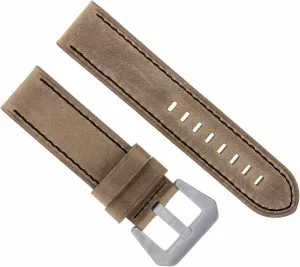 Ewatchparts 20mm Leather Watch Band Strap Compatible With Breitling Navitimer Sand Black Stitch Long