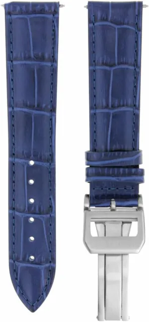 Ewatchparts 20mm Leather Watch Band Strap Compatible With IWC Pilot Portuguese Top Gun Deployment Clasp Blue