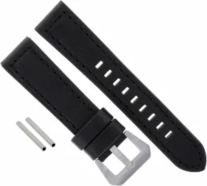 Ewatchparts 22mm Leather Watch Band Strap Compatible With Pam Panerai Marina Luminor Watch Black Long