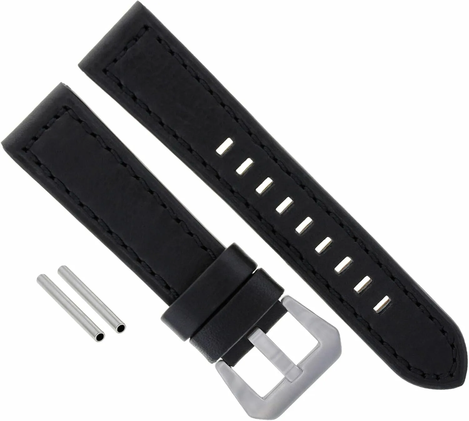 Ewatchparts 22mm Leather Watch Band Strap Compatible With Pam Panerai Marina Luminor Watch Black Long