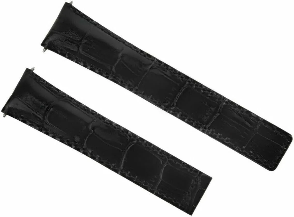 Ewatchparts Leather Watch Band Strap Compatible With 22/18mm Tag Heuer Carrera Spacex Ltd Watch Black