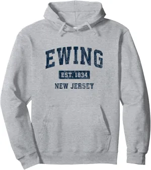 Ewing New Jersey NJ Vintage Athletic Sports Design Pullover Hoodie