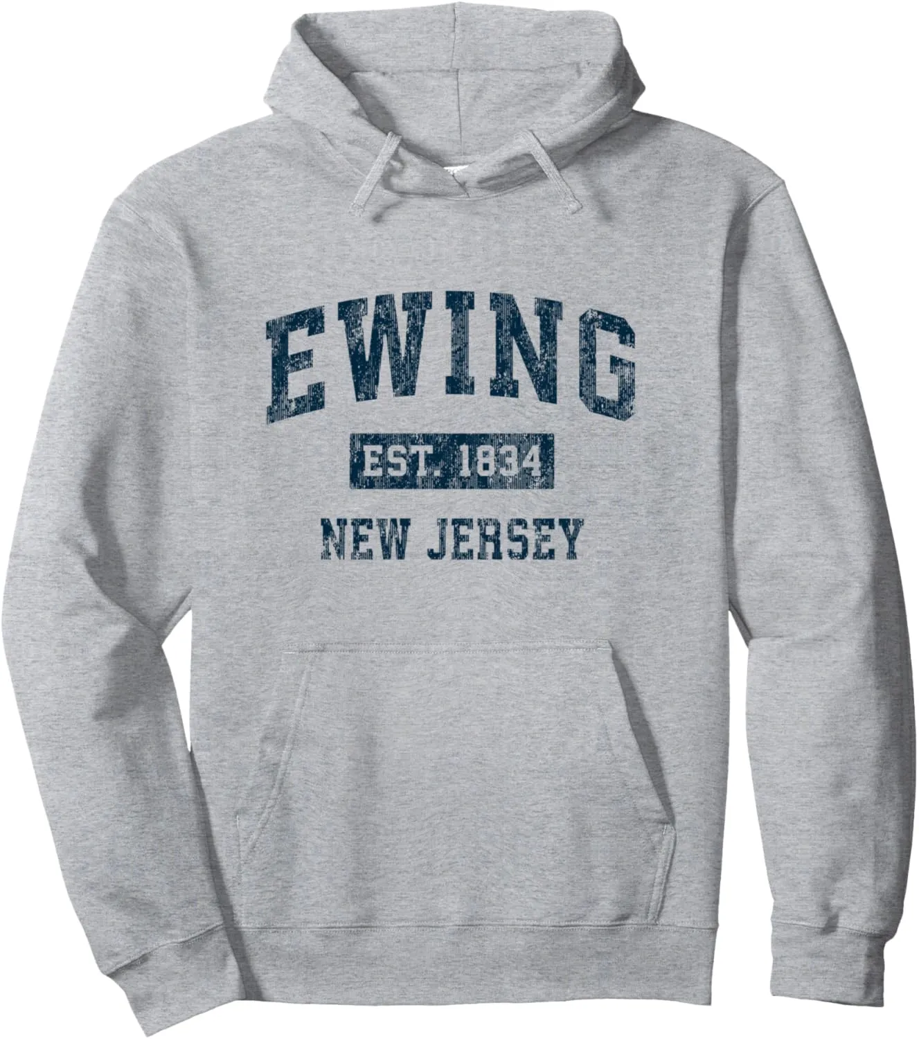 Ewing New Jersey NJ Vintage Sports Design Navy Print Pullover Hoodie