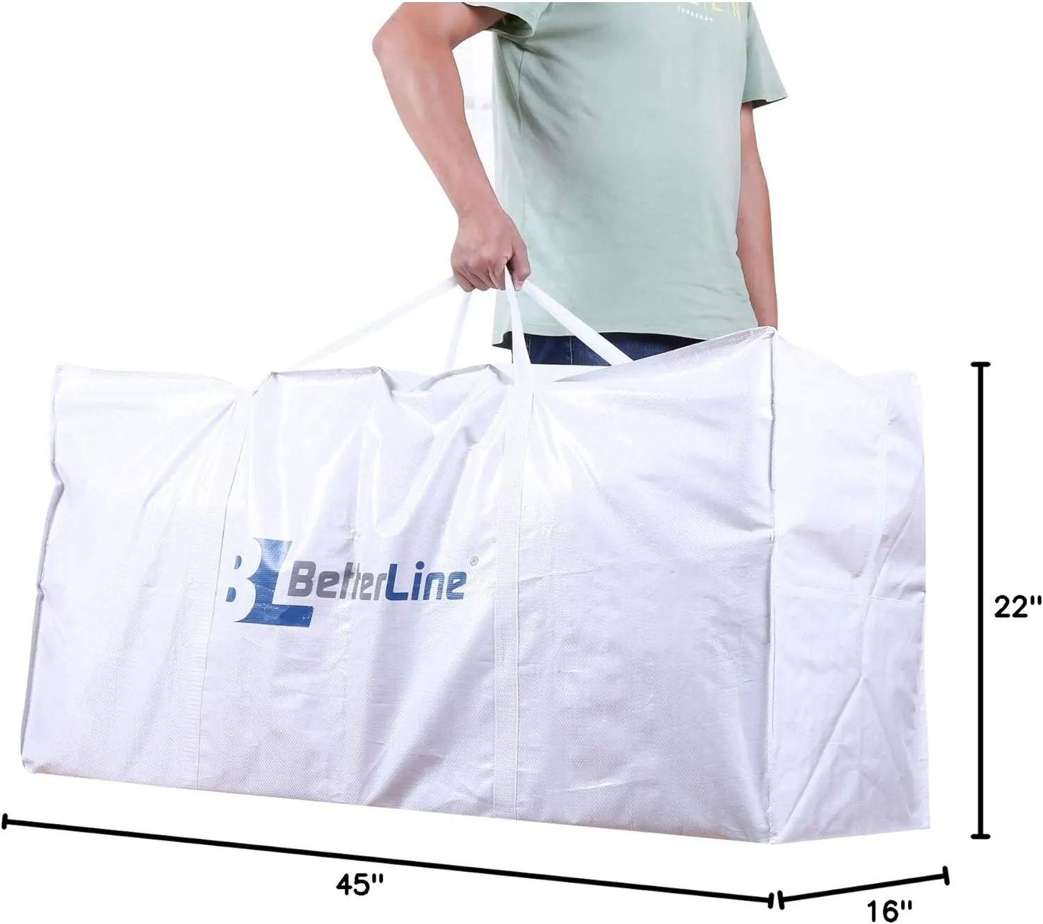 Extra Large Storage Bag - Heavy Duty 45x22x16 Inches Huge Tote Duffel with Max Load of 100 lbs. (45kg) - Tear-resistant & Water-resistant Polypropylene Woven Cloth, With Zippers