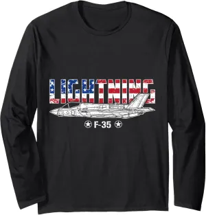 F-35 Lightning USA Fighter Jet Aviation Military Aircraft Long Sleeve T-Shirt