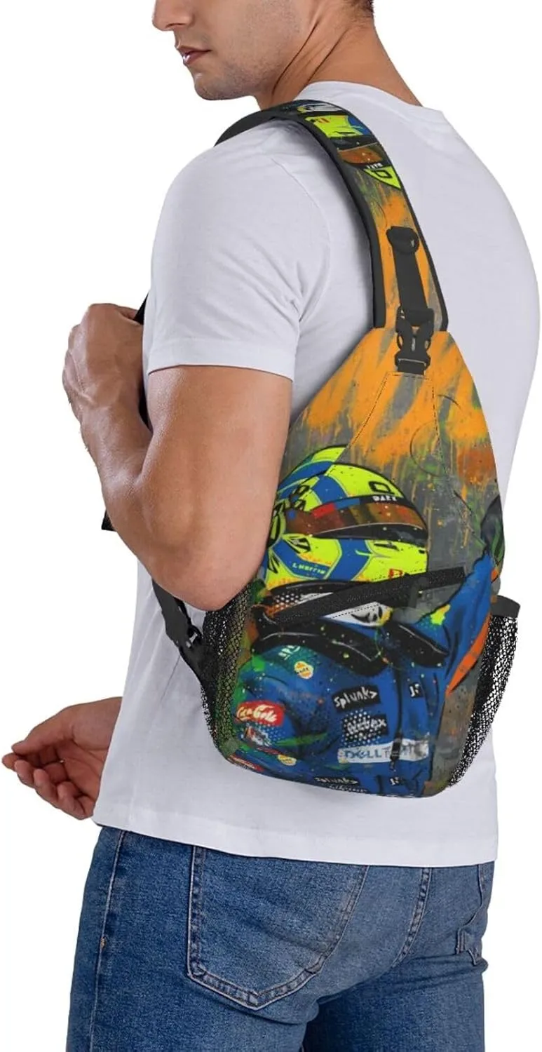 F1 Lando Norris Crossbody Sling Backpack Sling Bag Multipurpose Travel Hiking Chest Bag Daypack