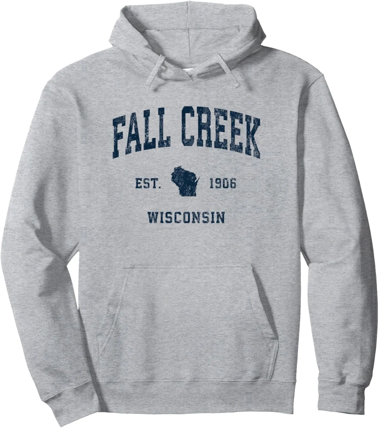 Fall Creek Wisconsin WI Vintage Athletic Navy Sports Design Pullover Hoodie