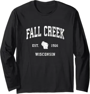 Fall Creek Wisconsin WI Vintage Athletic Sports Design Long Sleeve T-Shirt