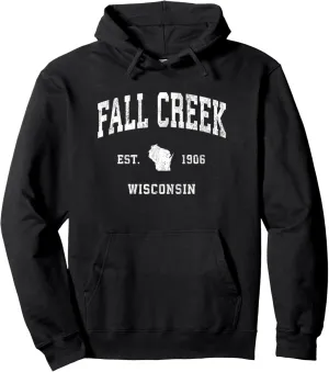 Fall Creek Wisconsin WI Vintage Athletic Sports Design Pullover Hoodie