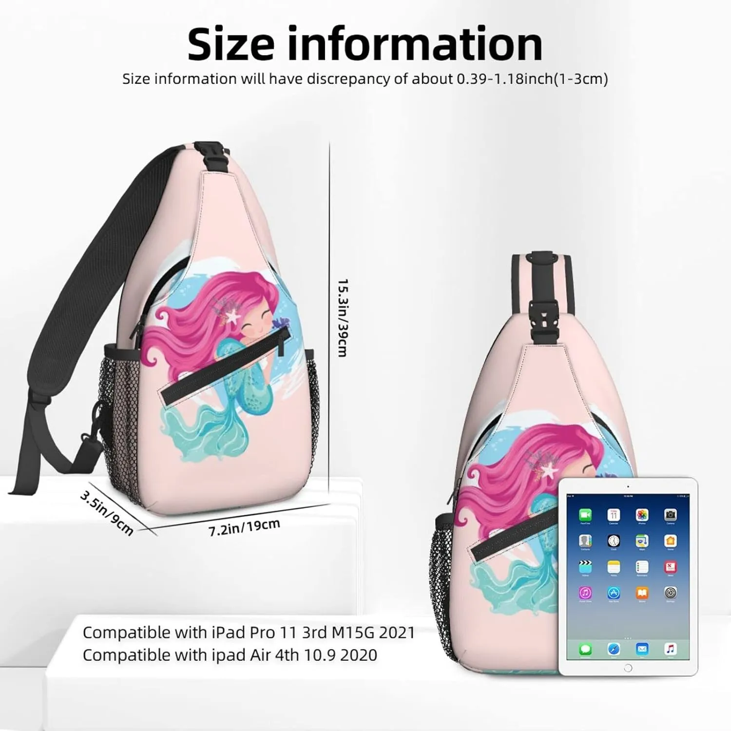 Famame Mermaid Girl Sling Backpack Chest Bag Crossbody Shoulder Bag Gym Cycling Travel Hiking Daypack For Men Women