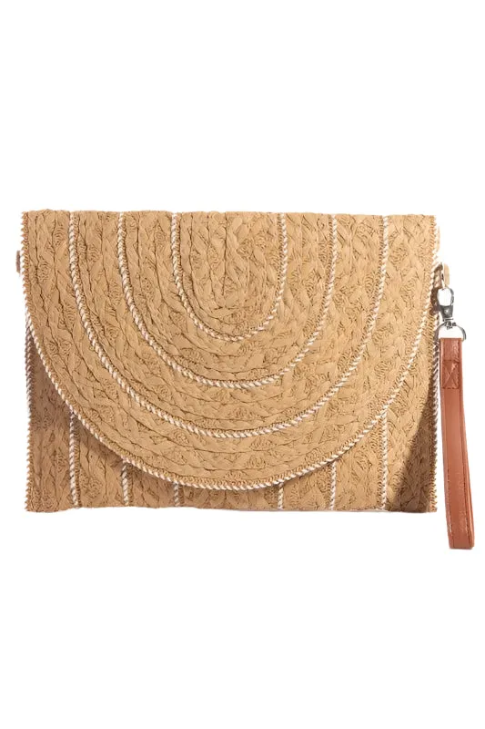 Fame Stitch Detailed Straw Crossbody Bag