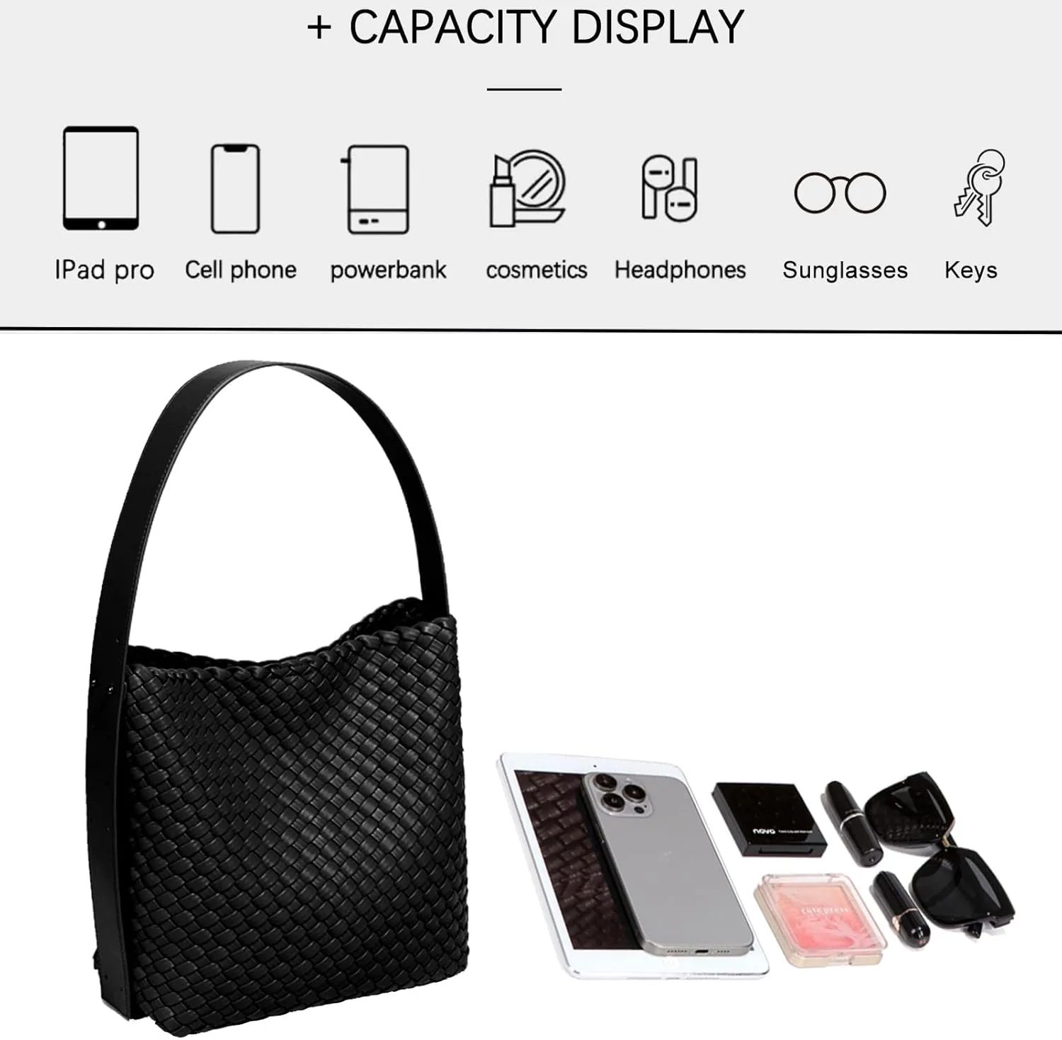Fashion Woven Tote Bag for Women, Female Hobo Bag, Beach Handbag Purse, Travel Shoulder Bag with Adjustable Strap