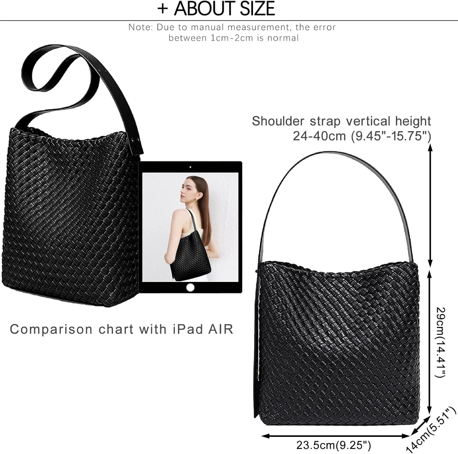Fashion Woven Tote Bag for Women, Female Hobo Bag, Beach Handbag Purse, Travel Shoulder Bag with Adjustable Strap